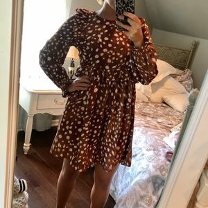 Long Sleeve Spotted Dress
